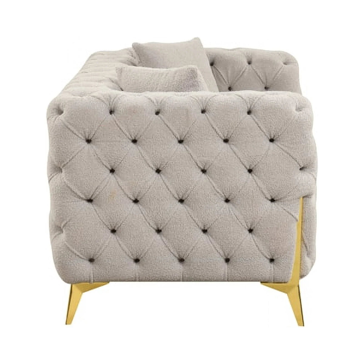 Light Gray Fabric Sofa with Gold Accent Legs X493669
