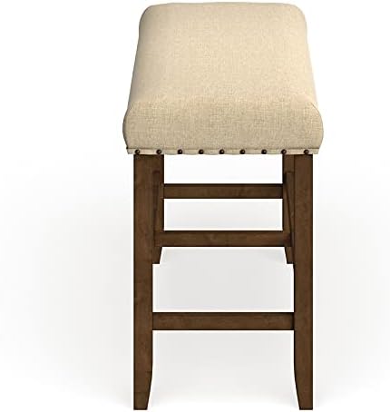 Beige Wood Padded Counter Height Dining Bench Z554342