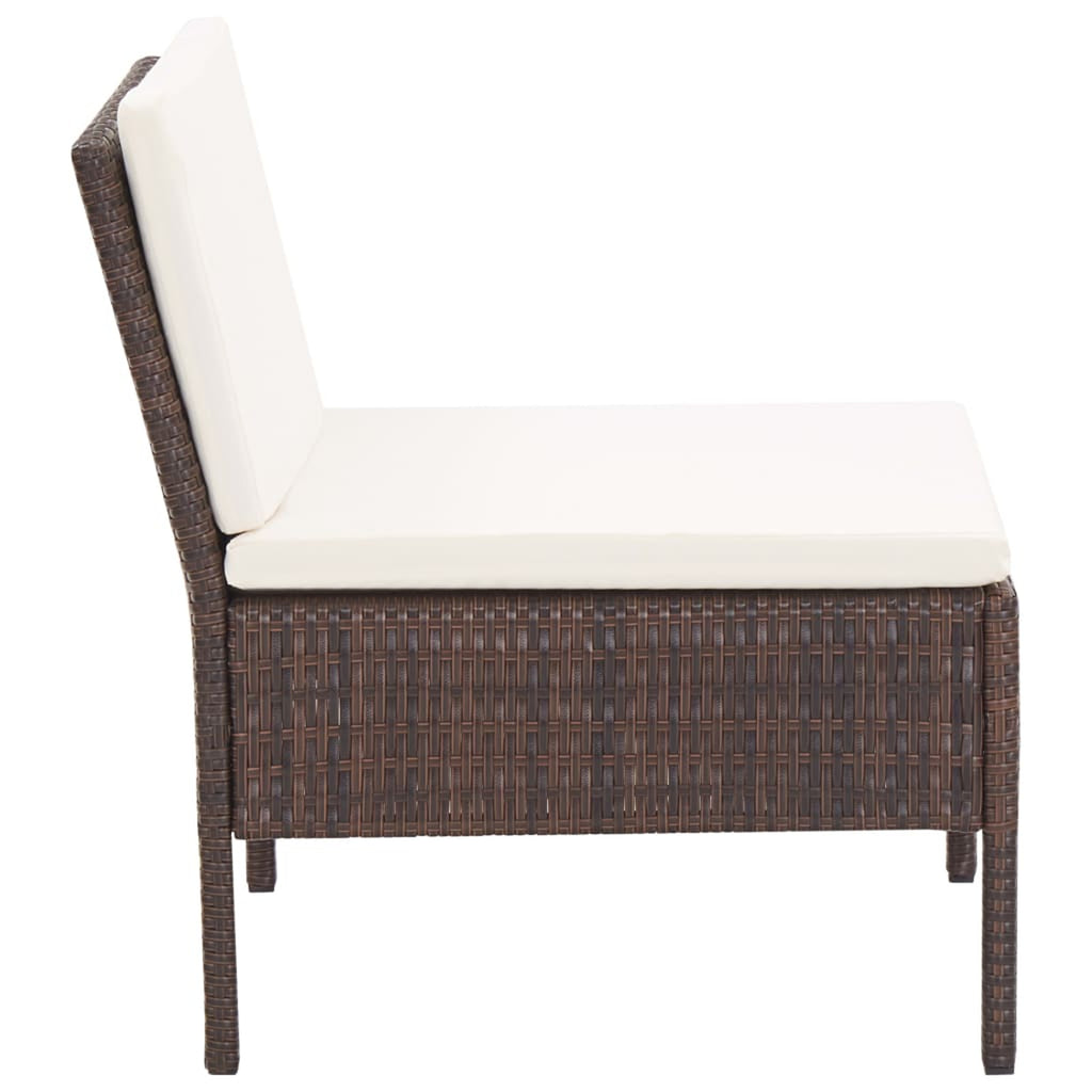 3 Piece Patio Lounge Set with Cushions Poly Rattan Outdoor Sectional Sofa Set Steel Frame I9636