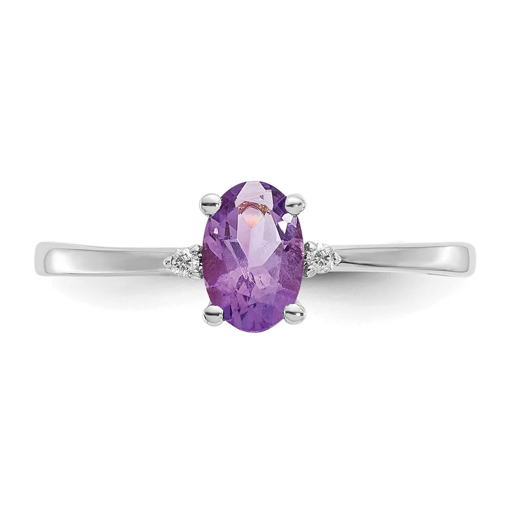 14 Karat White Gold Diamond and Amethyst Birthstone Ring N4710