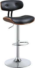Black PU & Walnut Adjustable Swivel Stool T195
