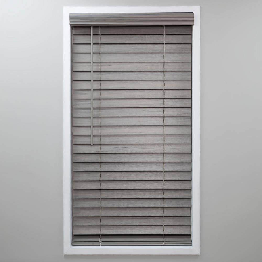 Cut-to-Width Cordless Room Darkening PVC Faux Wood Blind 42.5 in. W x 64 in. D5218