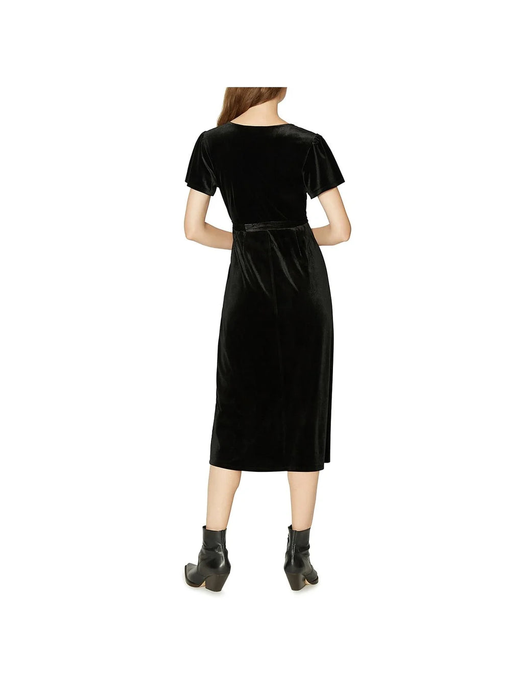 Velvet Short Sleeves Midi Dress R39940