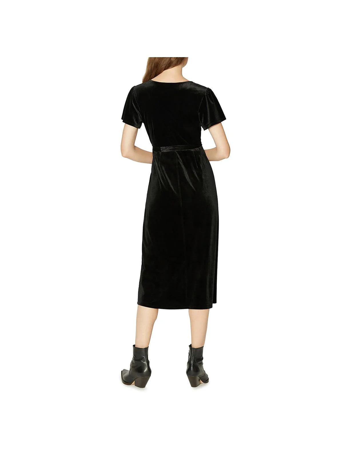 Velvet Short Sleeves Midi Dress R39940