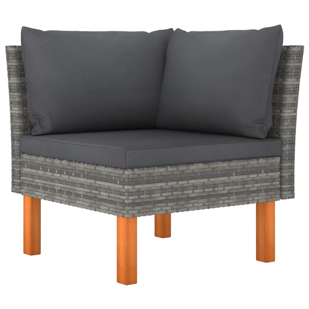 Corner Sofa Poly Rattan and Solid Eucalyptus Wood I170048