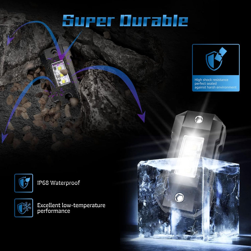 White 16 Pod Waterproof LED Rock Lights for Car Truck SUV Offroad Boat ATV UTV W83045