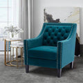 Teal Velvet Accent Armchair with Solid Wood Legs R8130