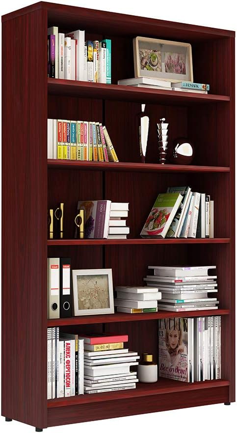 5-Shelf White Wood Bookcase C96873