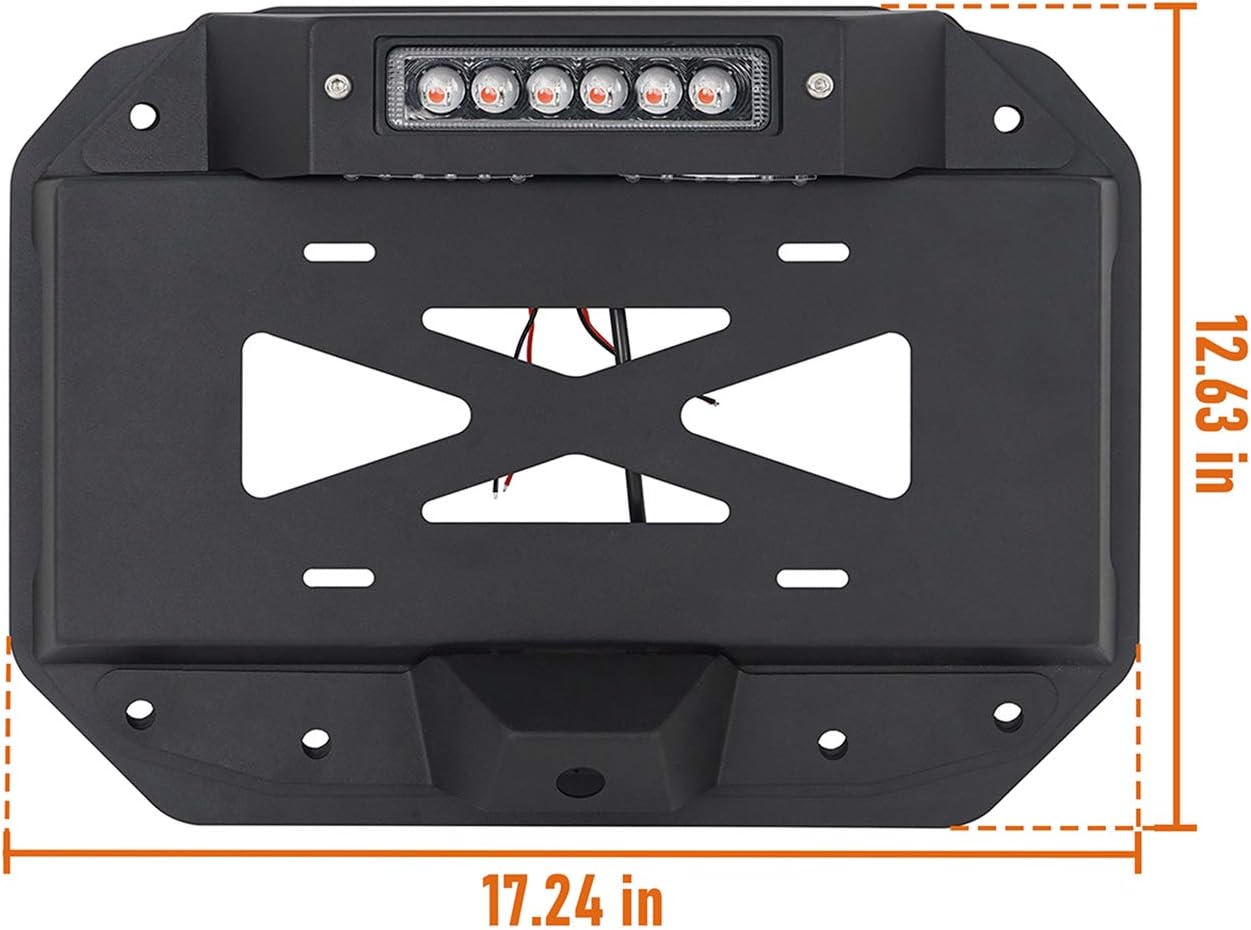 Spare Tire Delete License Plate Relocation Kit with Hole for Factory Back-up Camera & Third Brake Light Compatible with Jeep Wrangler JL 2018-2022 Pack of 2 B54445