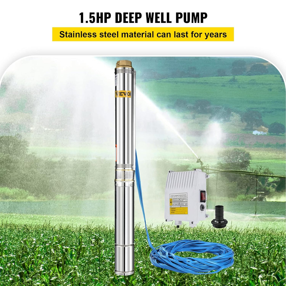 1.5 HP 220V Stainless Steel Submersible Well Pump X523