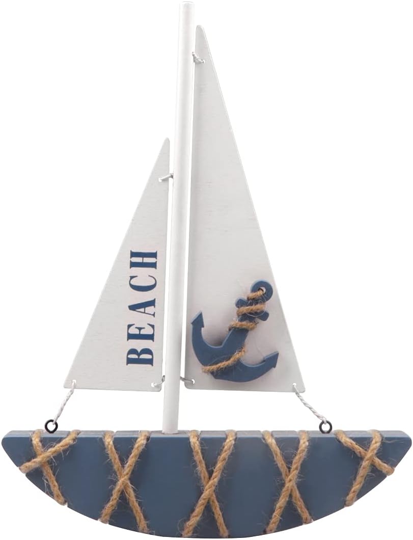 Wooden Sailboat Decoration (8.3 x 1.18 x 11 Inches) J233641