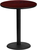 36&& Round Mahogany Laminate Table Top with 24&& Round Bar Height Table Base Q37287