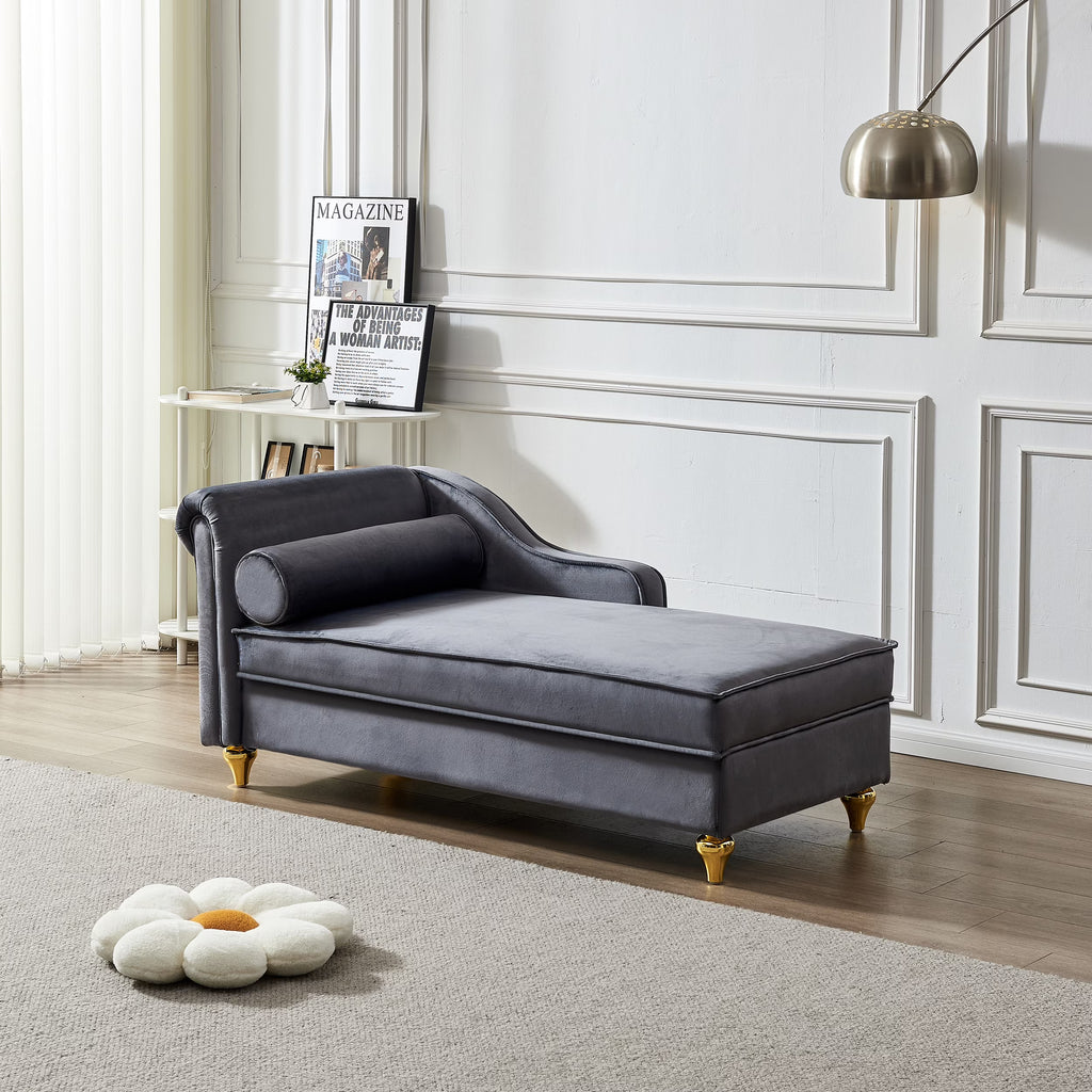 Velvet Chaise Lounge Chair with Storage W8141