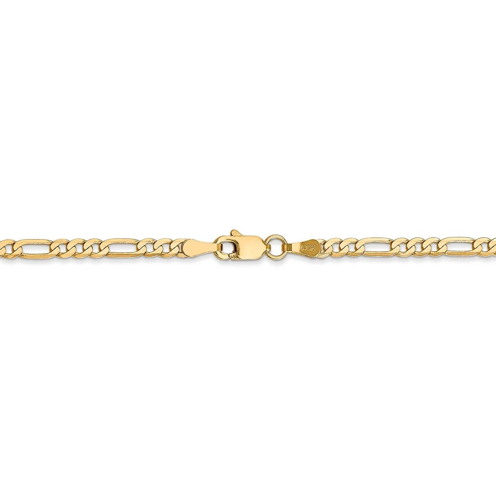 14kt Yellow Gold Flat Figaro Chain 24 inch Lobster Clasp P899849