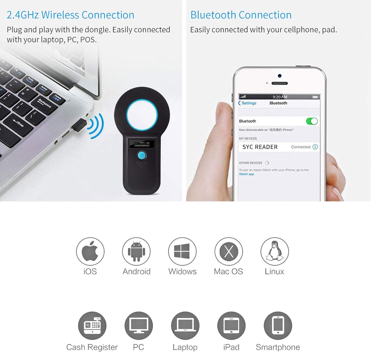 Bluetooth Animal Microchip Tag Reader Scanner O1174