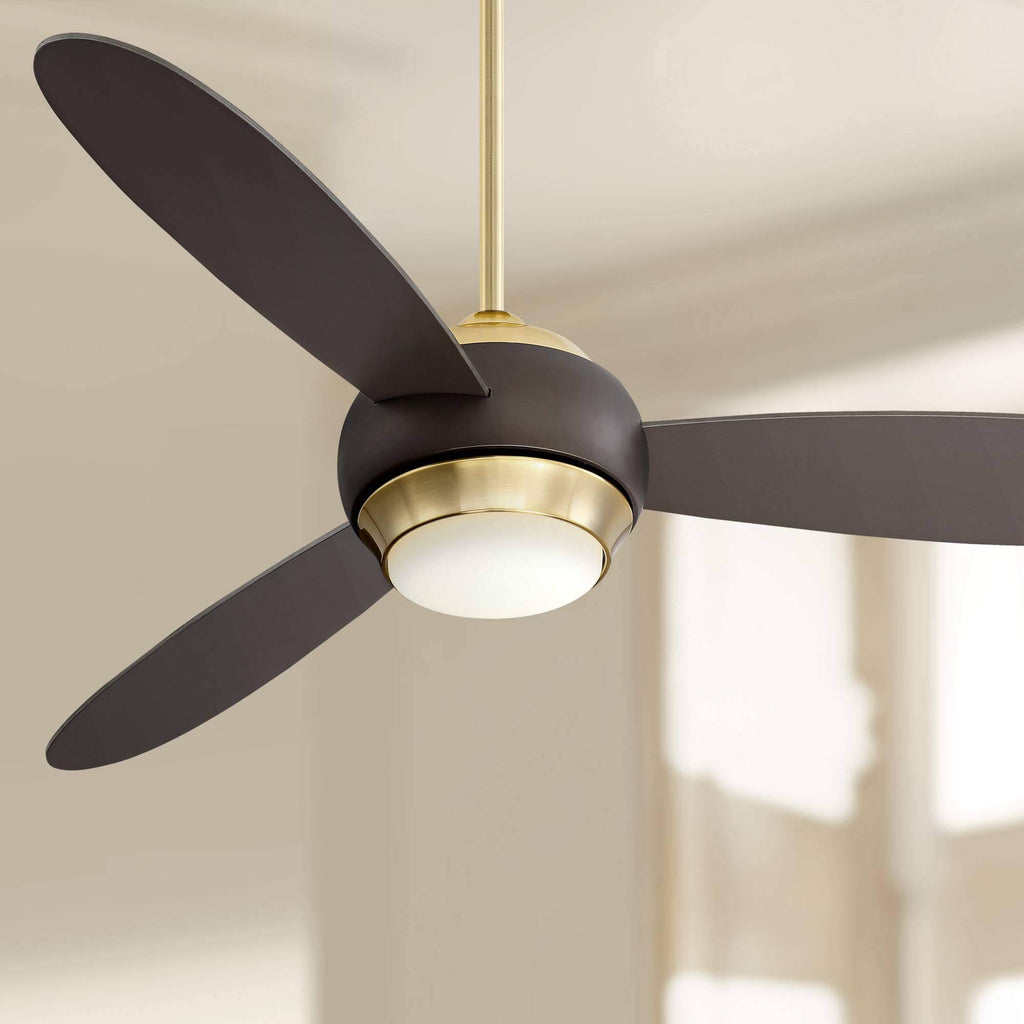Modern Ceiling Fan with Light LED Dimmable Bronze and Soft Brass H987