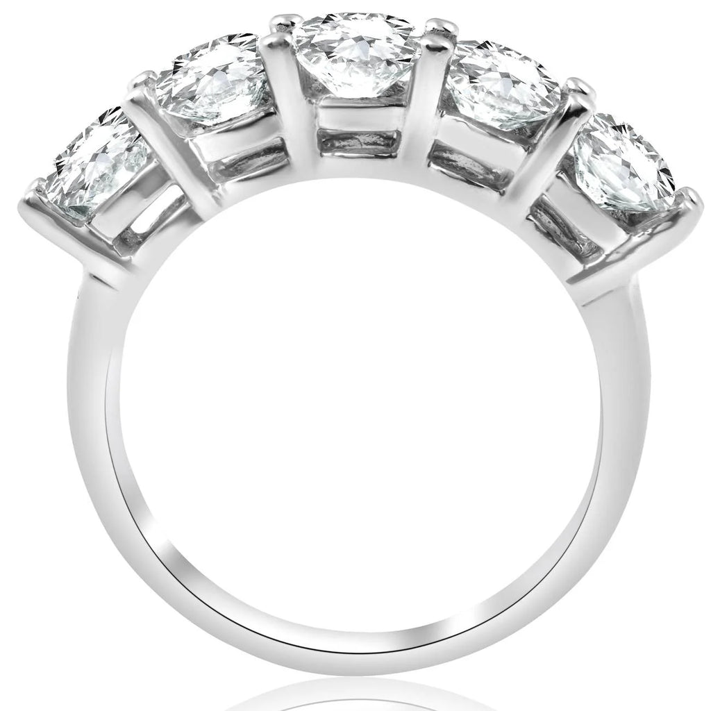14K White Gold Diamond Five Stone Wedding Ring K880743