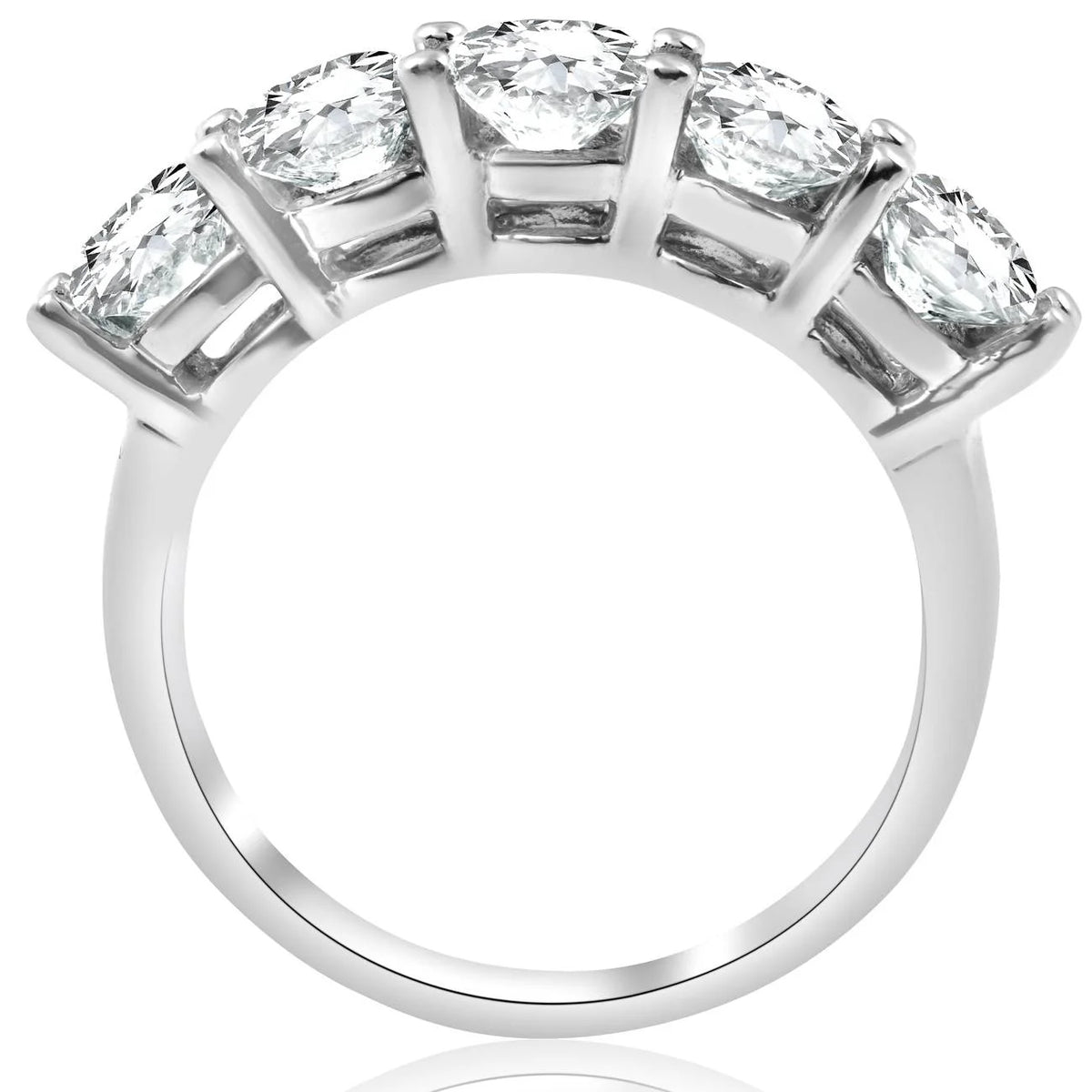14K White Gold Diamond Five Stone Wedding Ring K880743