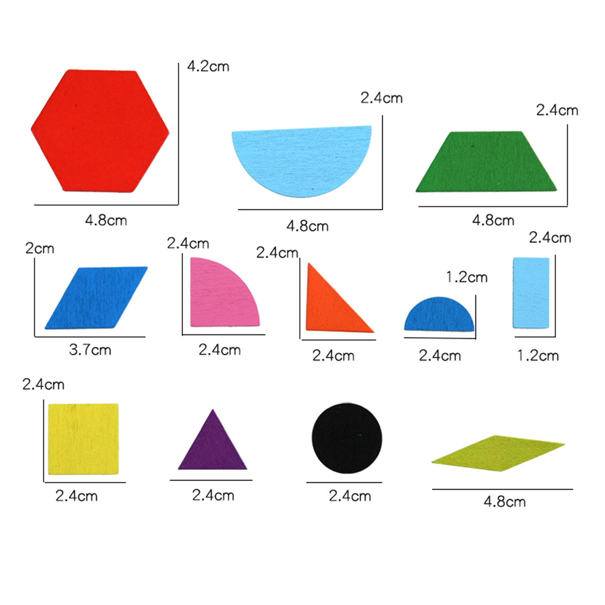Wooden Pattern Blocks Geometric Shapes Toy with Cards H752204