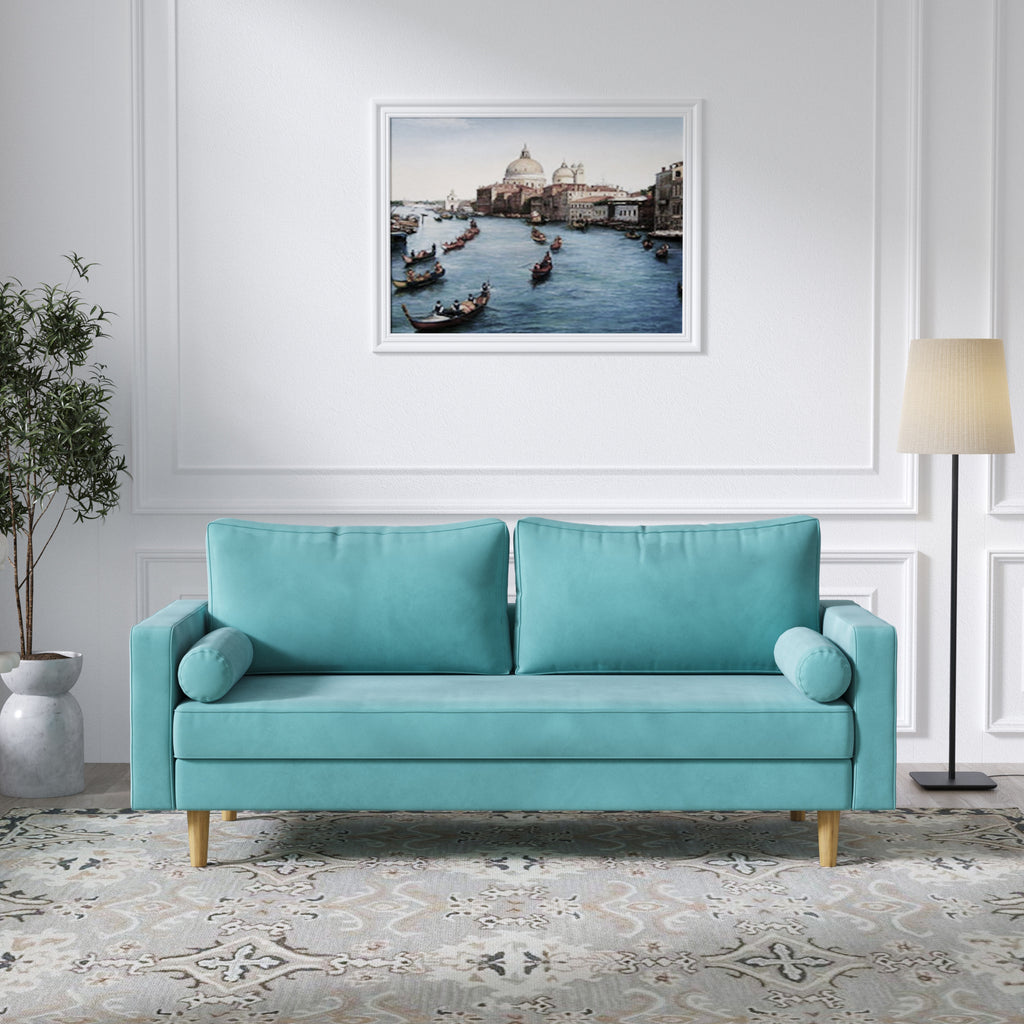 Modern Green Velvet Double Seat Sofa I56357