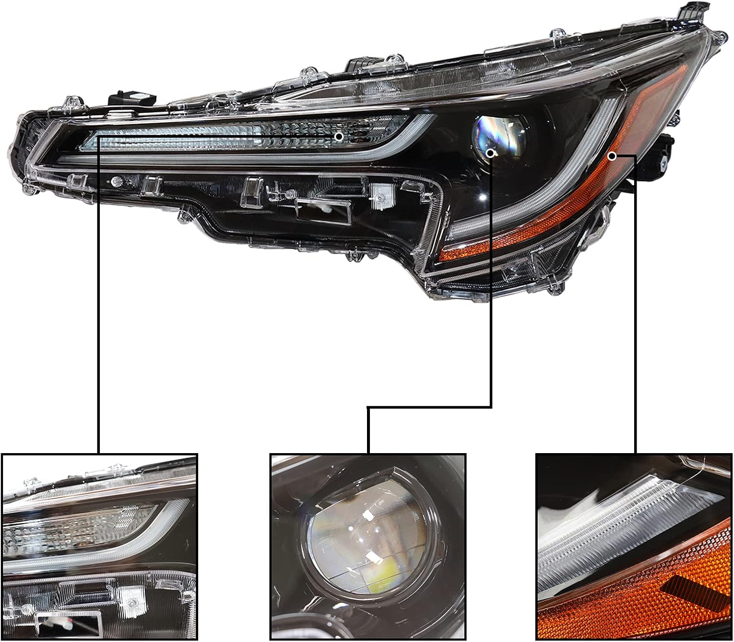 Driver Side Headlight Assembly for 2020-2021 Toyota Corolla L LE W964259