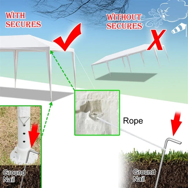 White 10' x 30' Canopy Tent with 7 Removable Sidewalls and Carry Bag G722