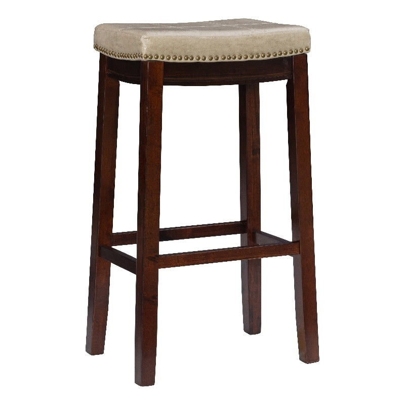 Beige Wood Faux Leather Bar Stool E44845