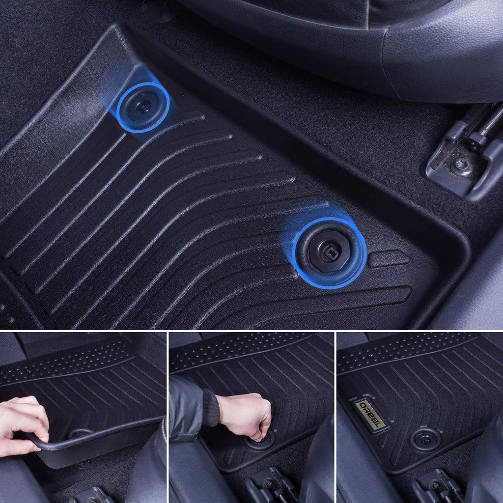 Black Heavy Duty All Weather Front and Rear Car Floor Mats F3149