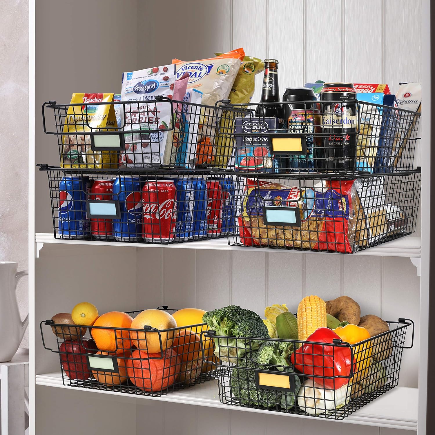 4 Pack Stackable Wire Baskets Metal Storage Bins B4874