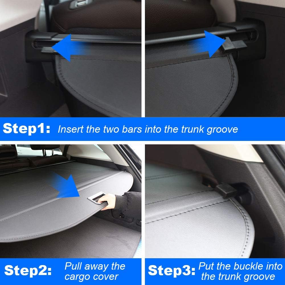 Cargo Cover Rear Trunk Retractable Security Shade Pack of 2 W97106