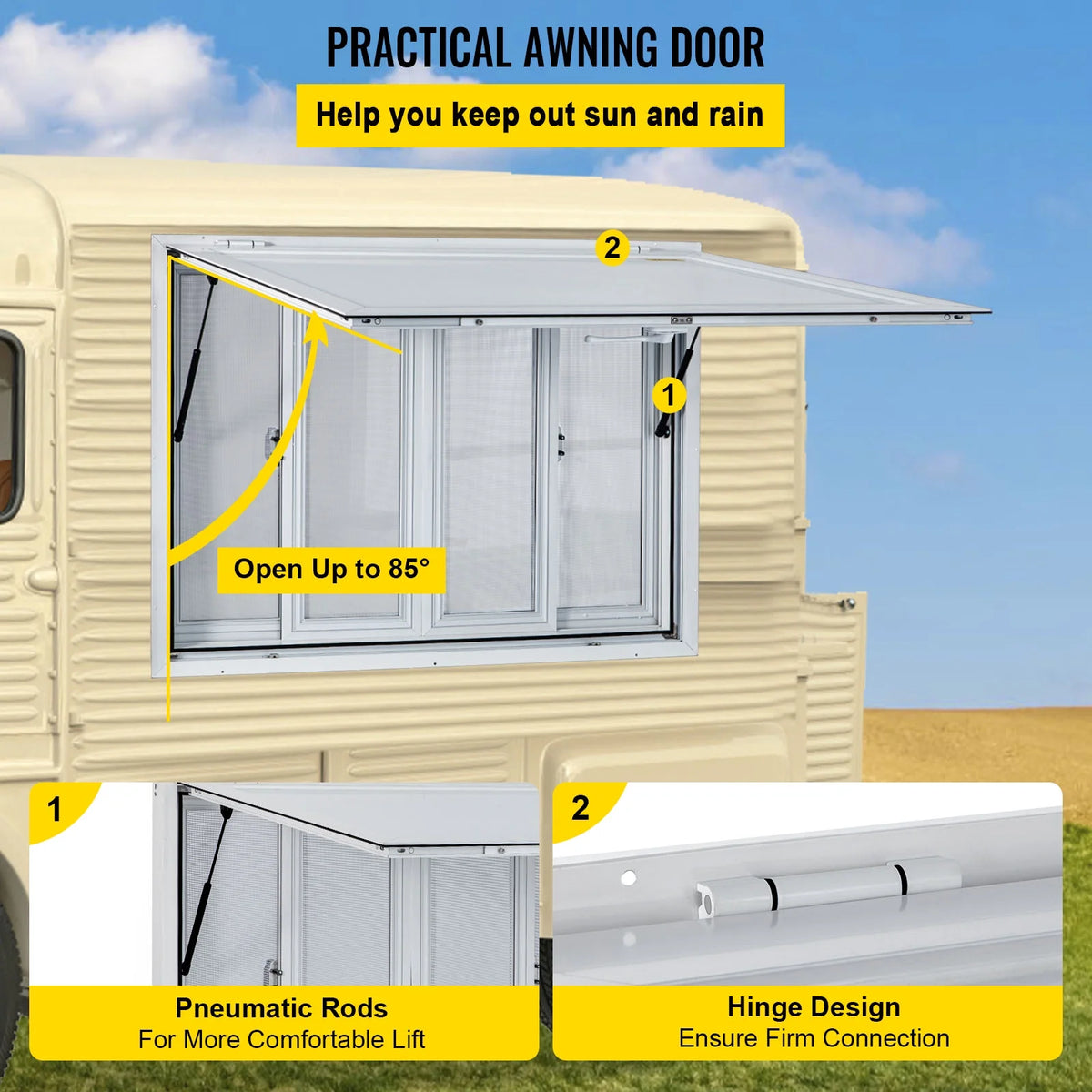 60 x 36 inches Aluminum Food Truck Service Window with 4 Horizontal Sliding Screens X1873