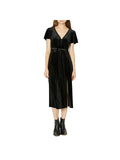 Velvet Short Sleeves Midi Dress R39940