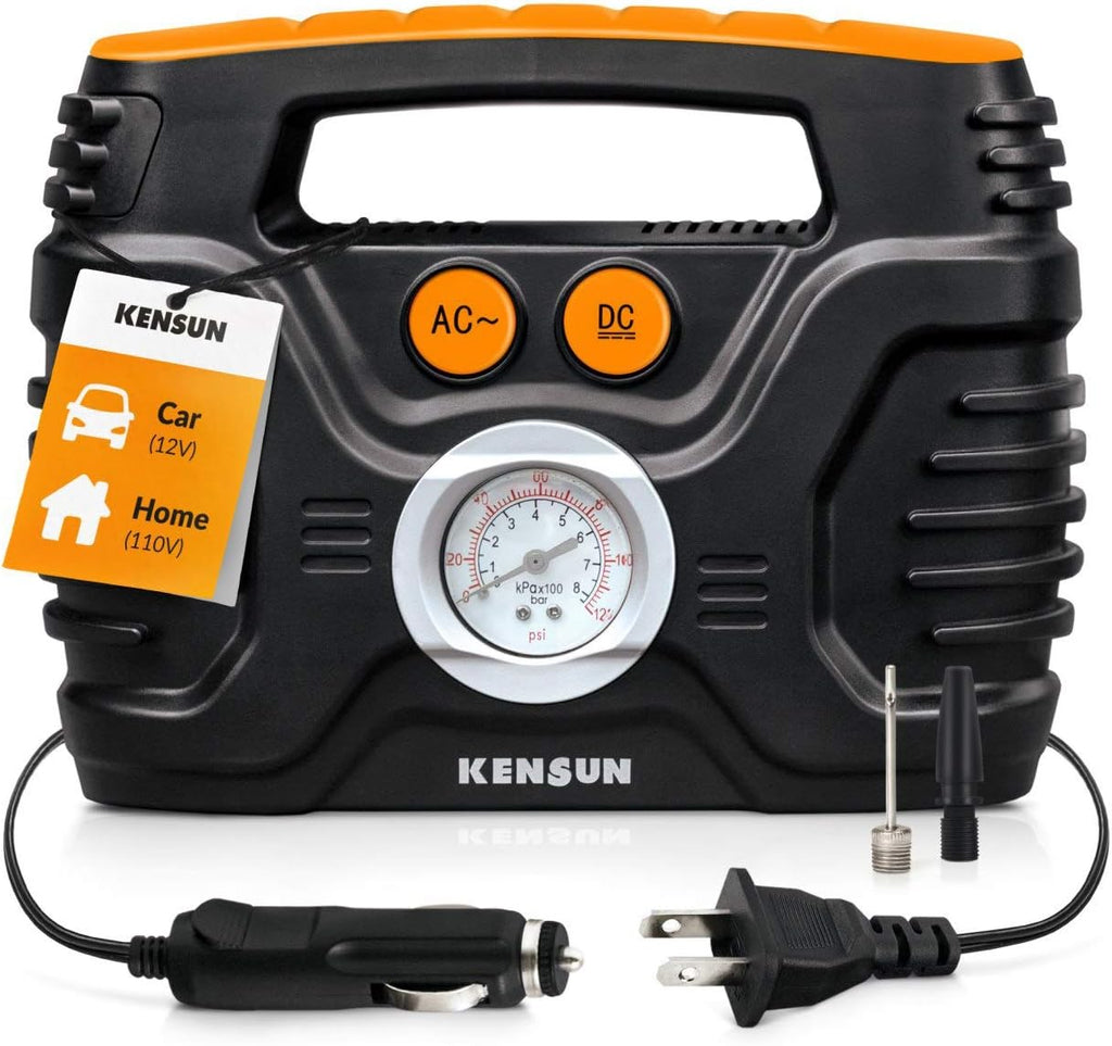 Portable Electric Air Compressor Tire Pump with Analogue Pressure Gauge, 120 PSI I127377