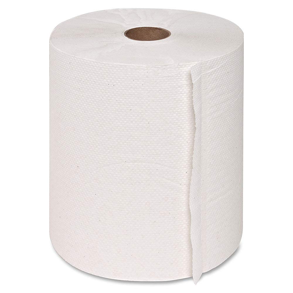 Hard Wound Roll Towel, 800' Length x 7-8/9 Width, White, Case of 6 D7750