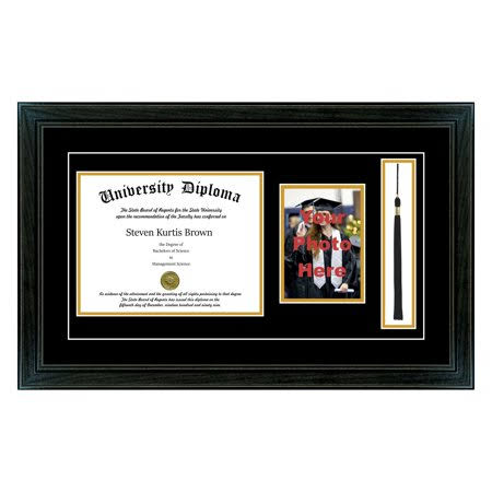 Black 1.5 Diploma Frame with 5x7 Photo and Double Matting C57592