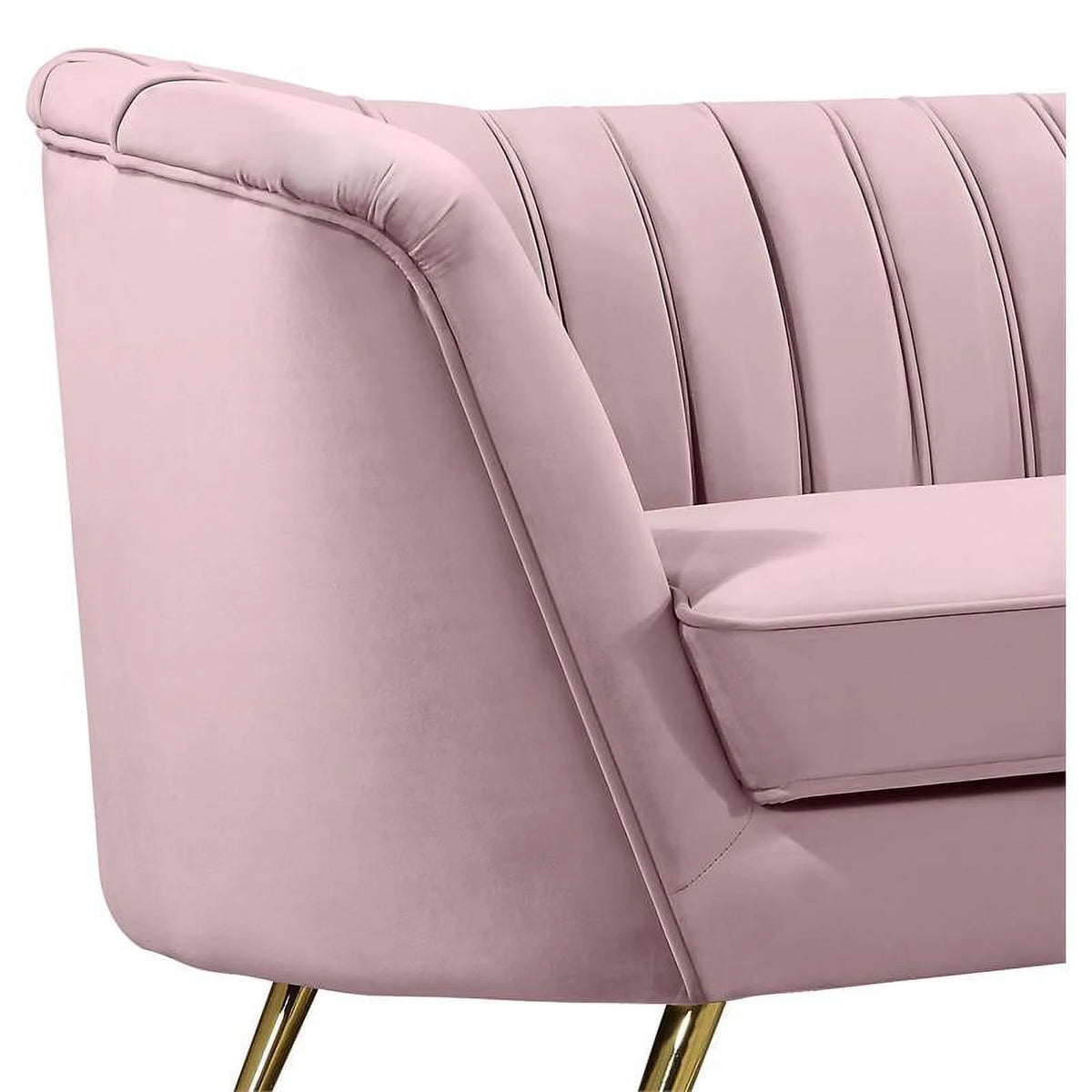 2-Piece Set with Velvet Accent Chair & Chaise in Pink and Gold F6396
