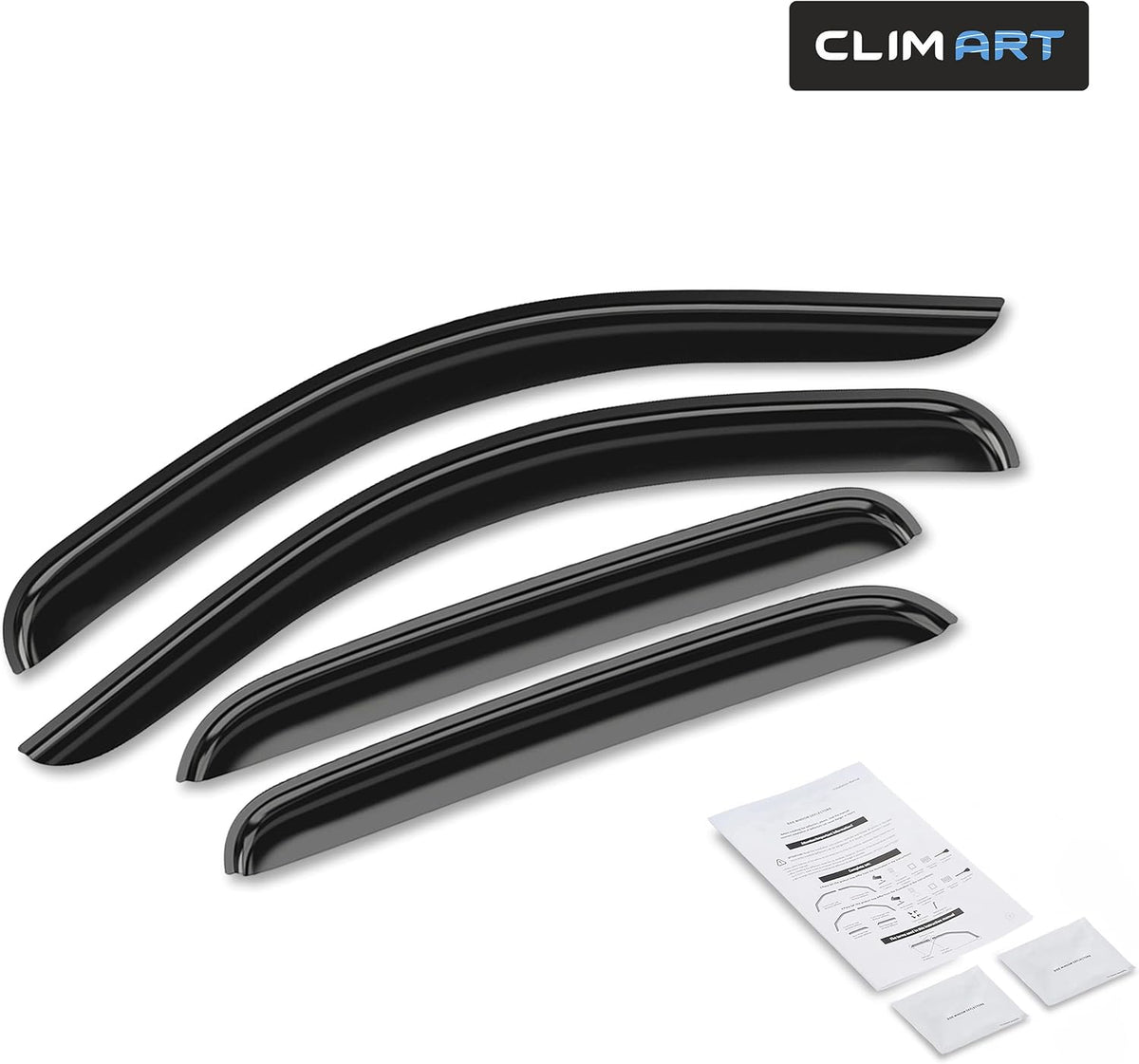 Rain Guards for GMC Sierra 2500HD/3500HD 2007-2014 Crew Cab, Tape-on Window Deflectors, 4pcs W2666