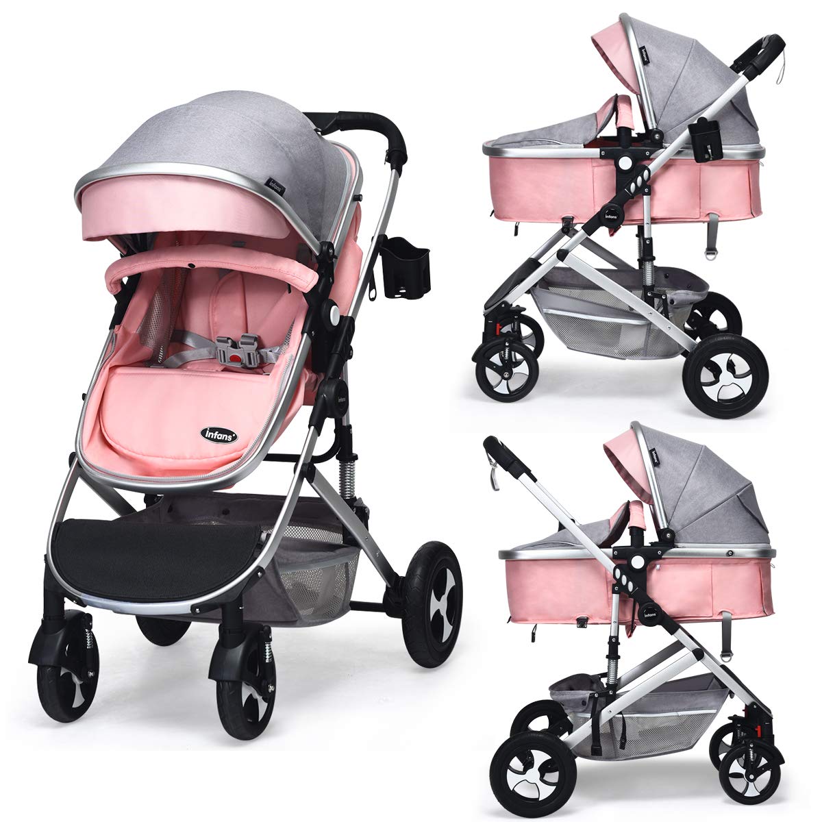 2 in 1 Convertible Baby Stroller with Bassinet L6361