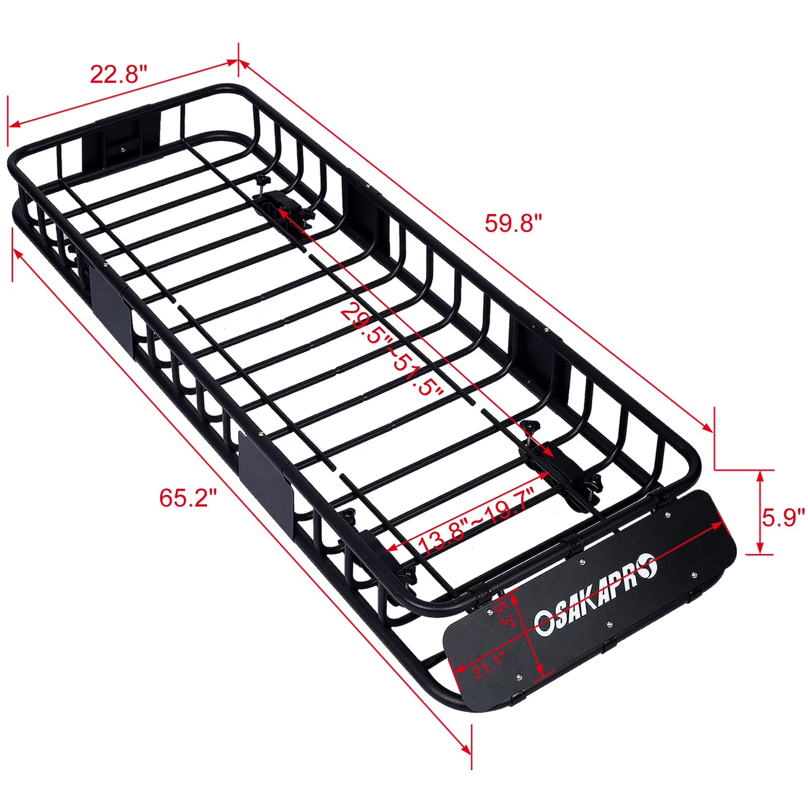 Black Steel Rooftop Cargo Carrier Basket R3757