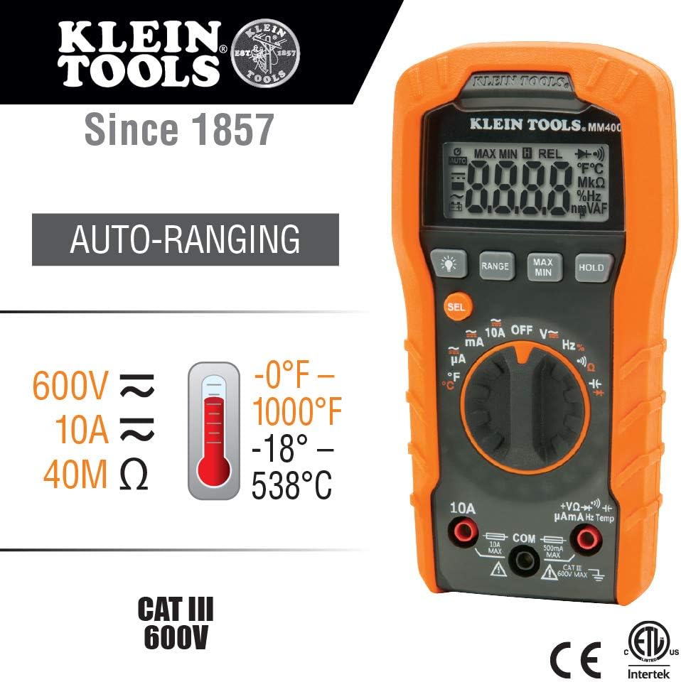 Digital Multimeter, Auto-Ranging, 600V, Pack of 2 K520163