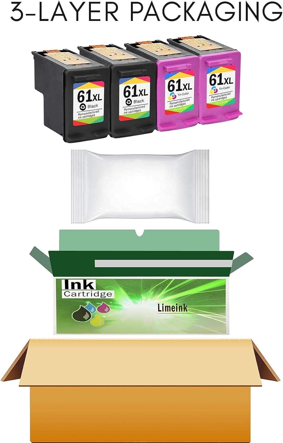 4 Remanufactured Ink Cartridge High Yield (2 Black, 2 Color) V65453