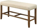 Beige Wood Padded Counter Height Dining Bench Z554342