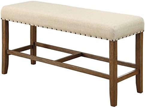 Beige Wood Padded Counter Height Dining Bench Z554342