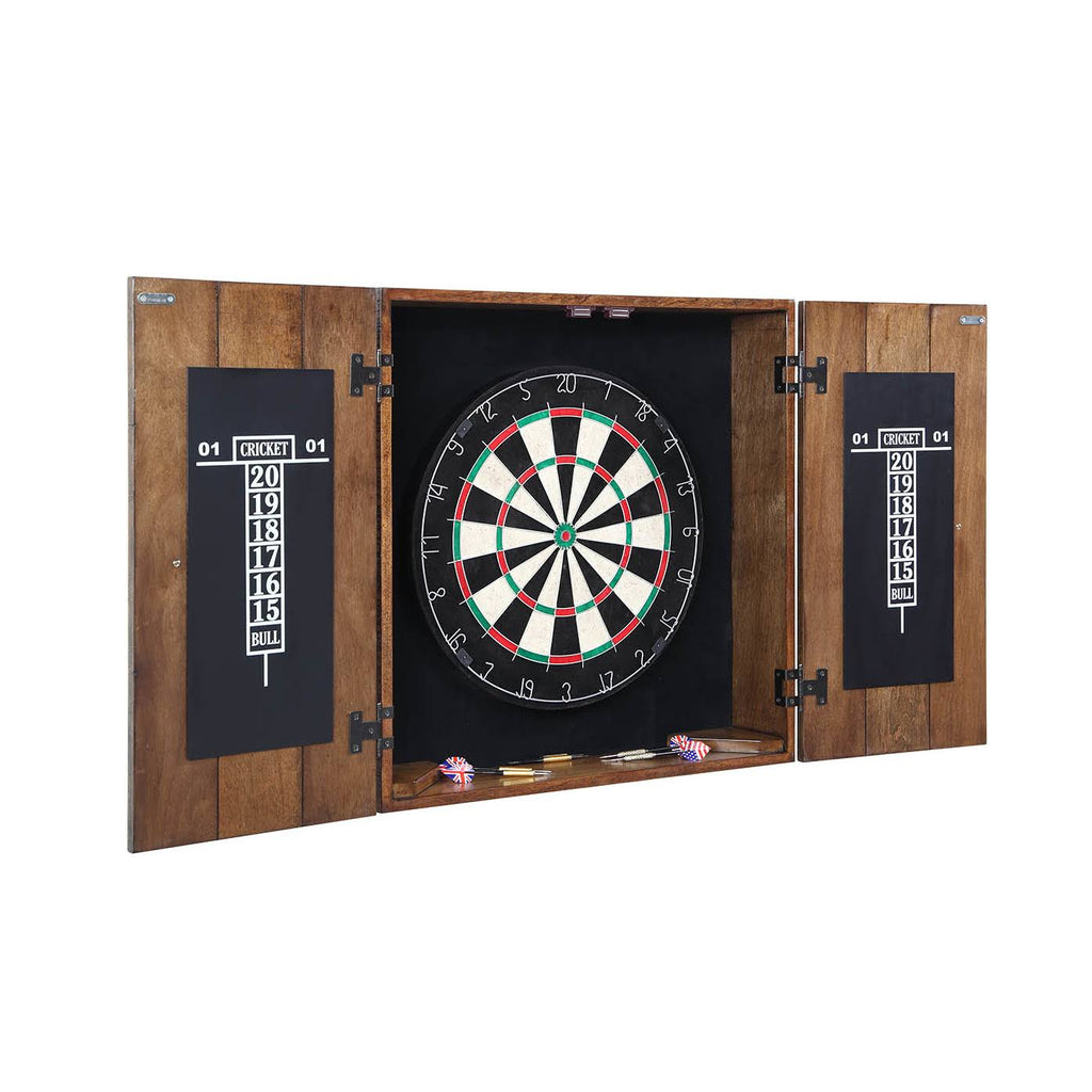 Solid Wood Dartboard and Cabinet Set - Rustic Oak H8510