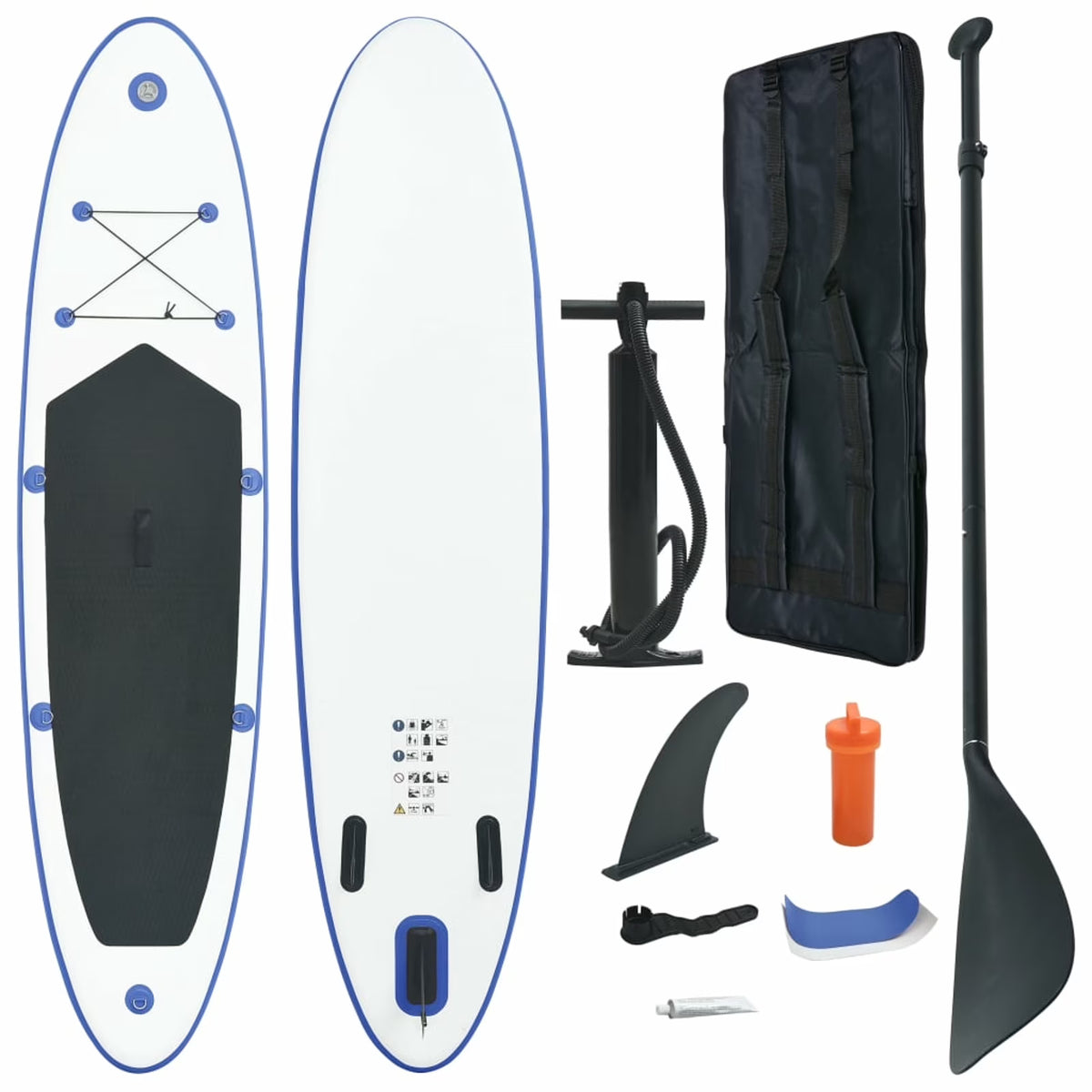 Inflatable Paddle Board Set with Oar, Fin, Hand Pump, Repair Kit and Carrying Bag G27476