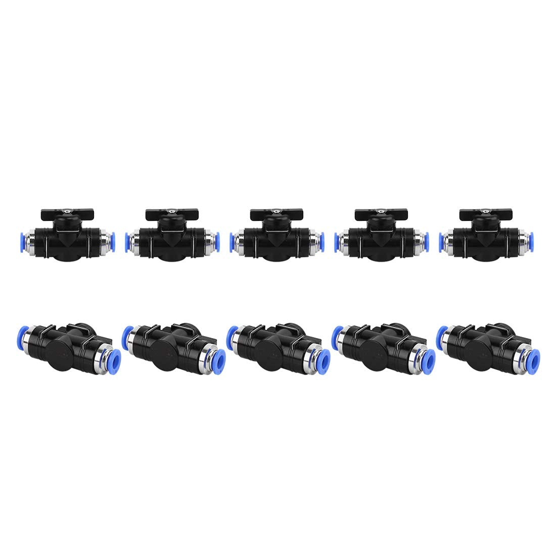 1/2" OD Union Straight Plastic Push To Connect Fittings Air Flow Control Ball Valve Hand Valve (10PCS) Pack of 2 W36285