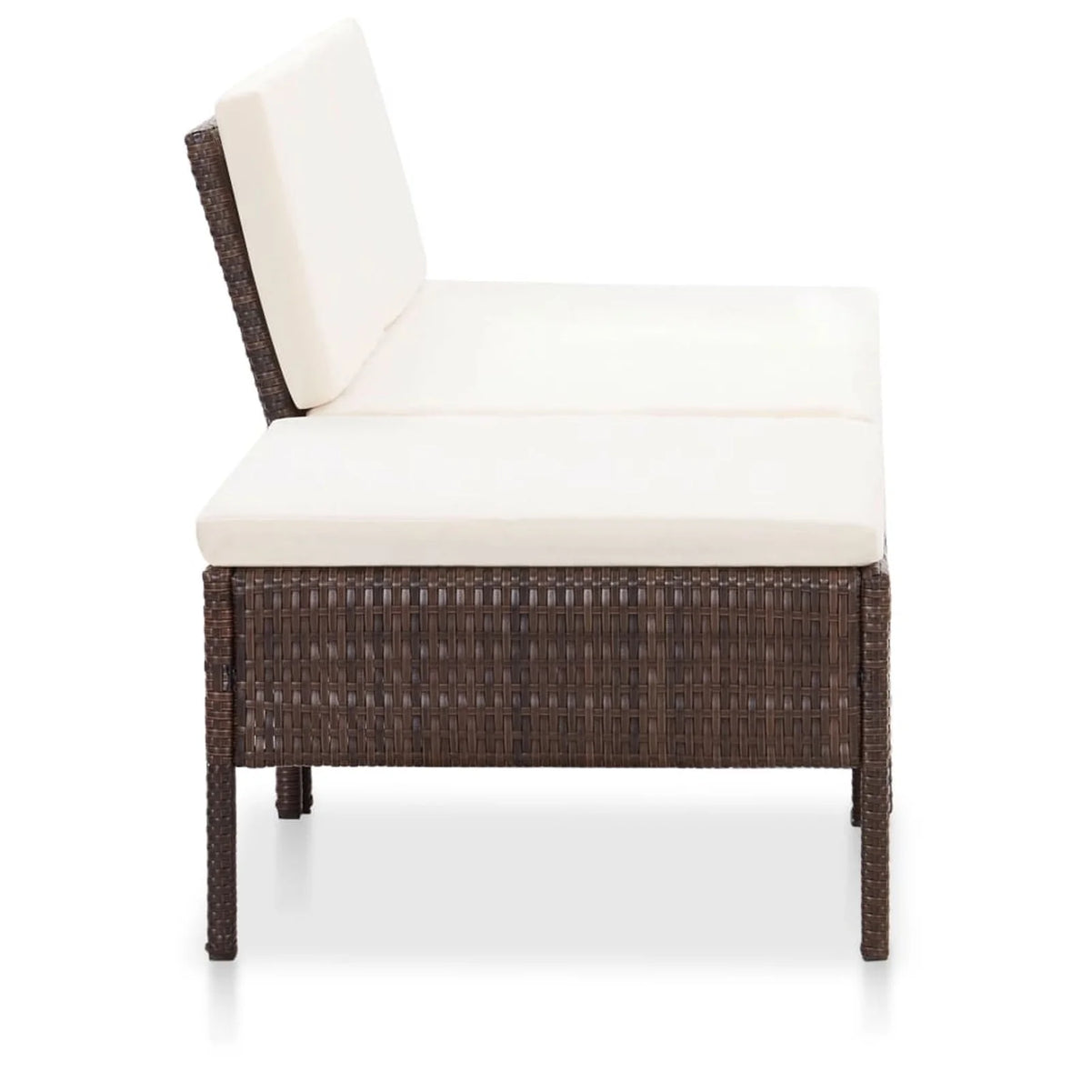 3 Piece Patio Lounge Set with Cushions Poly Rattan Outdoor Sectional Sofa Set Steel Frame I9636