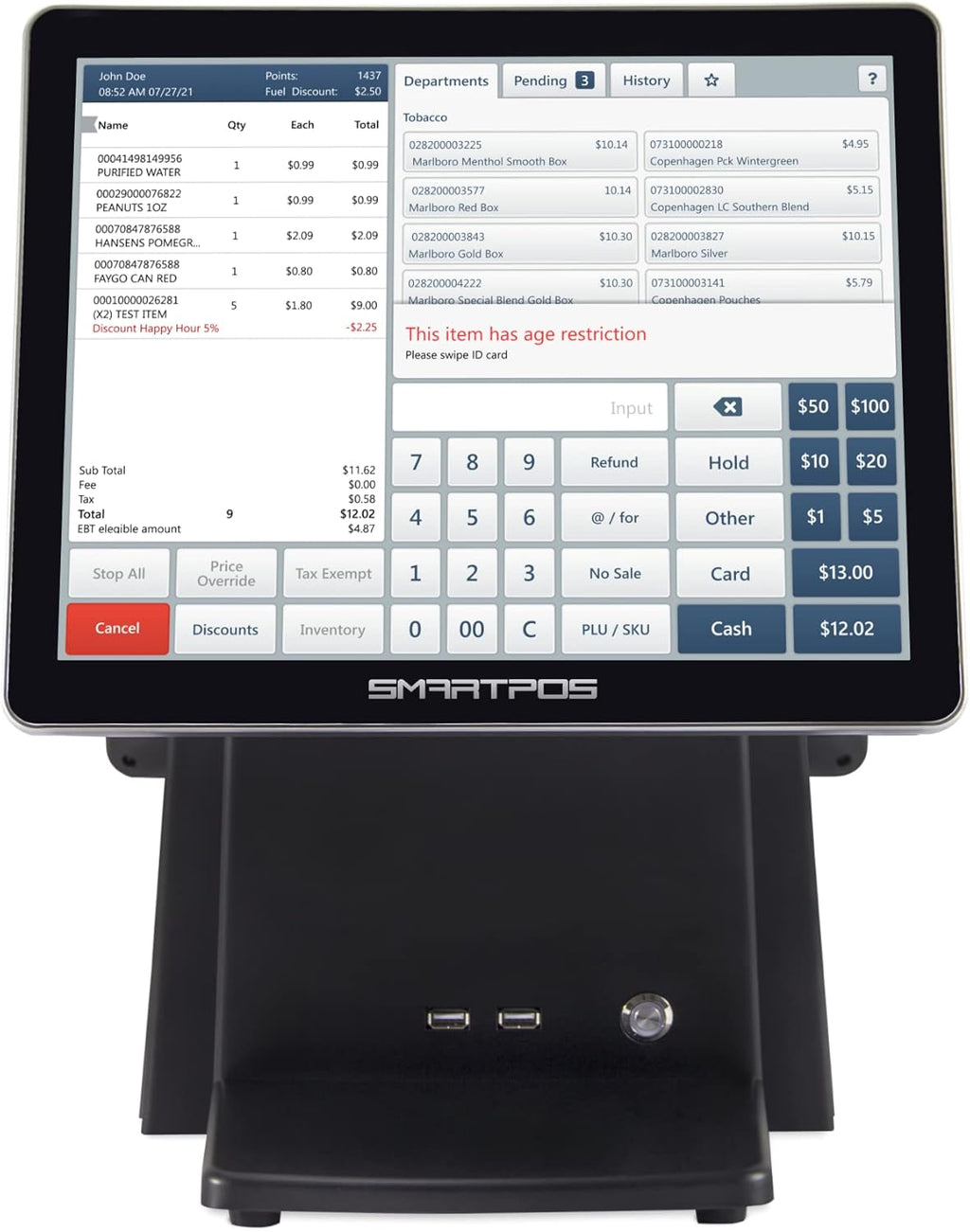 Cash Register Terminal with 15-inch Flat Touch Screen and 15-inch Customer-Facing Screen F20964