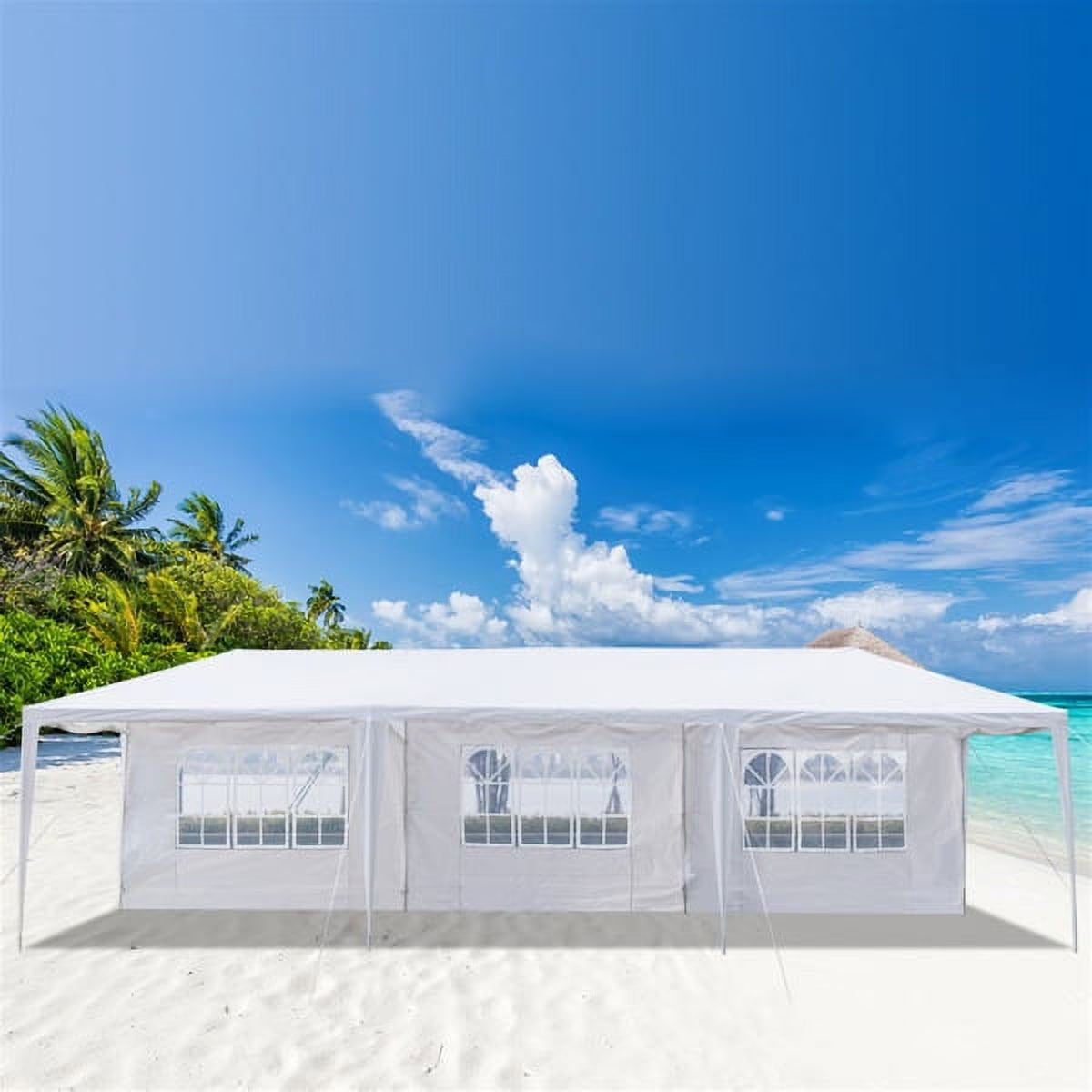 White 10' x 30' Canopy Tent with 7 Removable Sidewalls and Carry Bag G722