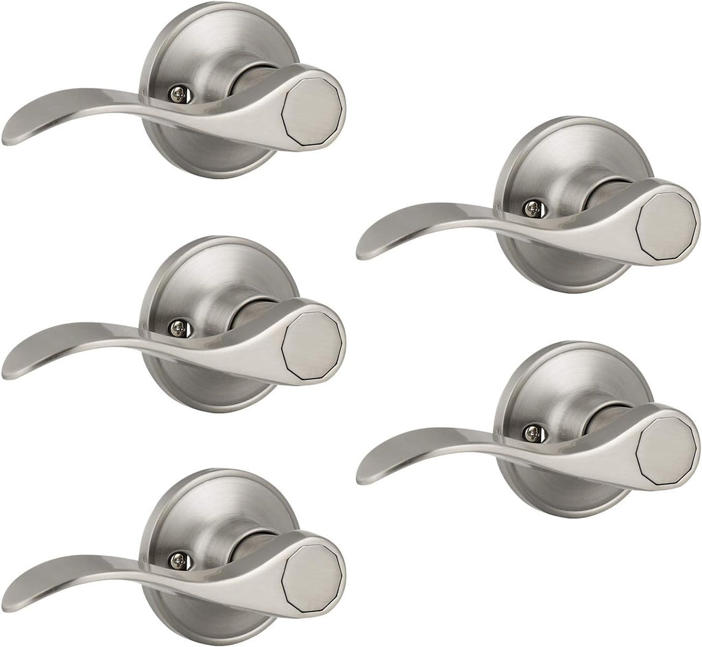 6 Pack Non-Locking Satin Nickel Door Lever Set U615877